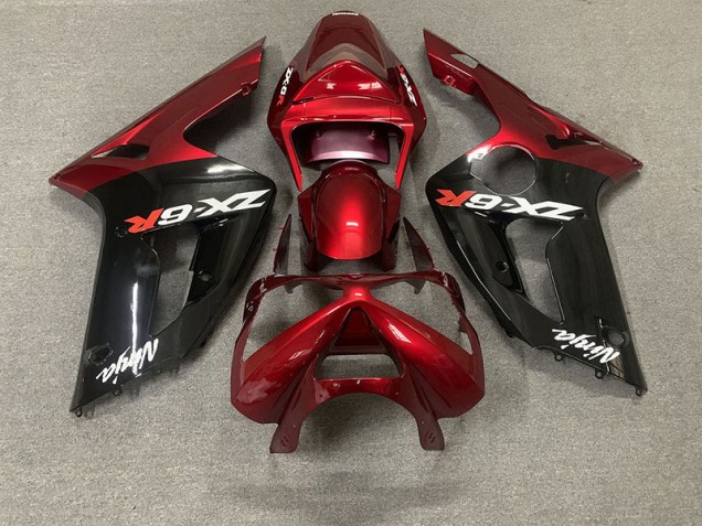Rot Glänzend & Schwarz 2003-2004 ZX6R Motorrad Verkleidung