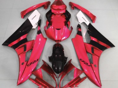 Rot Glänzend & Schwarz 2006-2007 R6 Motorrad Verkleidung