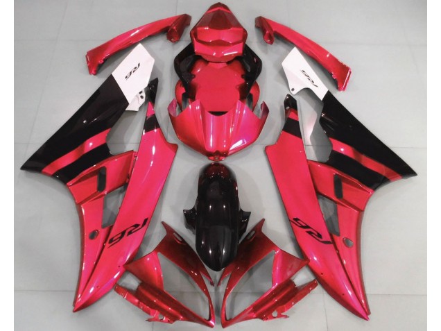Rot Glänzend & Schwarz 2006-2007 R6 Motorrad Verkleidung