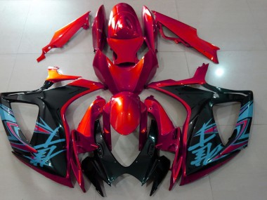 Rot & Schwarz Glänzend 2006-2007 GSXR 600-750 Motorrad Verkleidung
