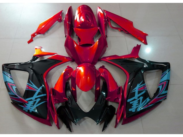Rot & Schwarz Glänzend 2006-2007 GSXR 600-750 Motorrad Verkleidung
