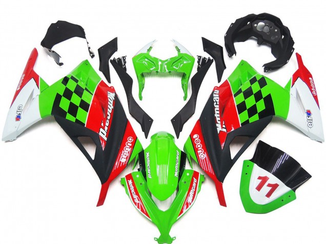 Rot & Schwarz Kariert Glänzend 2013-2018 Ninja 300 Motorrad Verkleidung