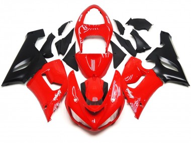 Schlichte Glanz Rot Weiße Aufkleber 2005-2006 ZX6R Motorrad Verkleidung