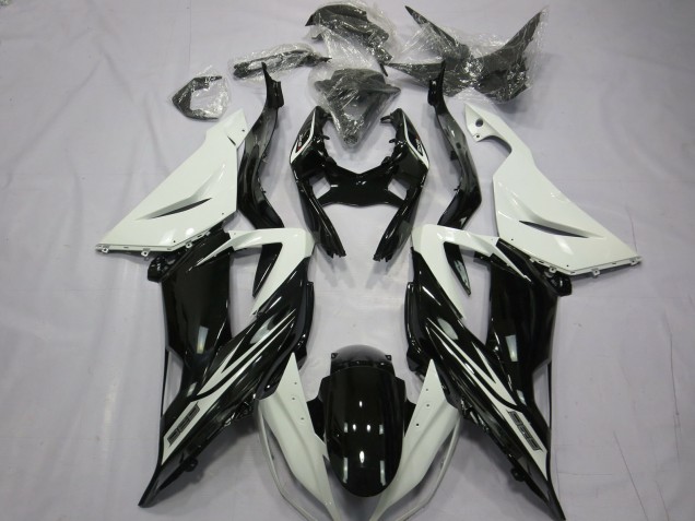Schlichte Glänzend Schwarz Weiß 2013-2018 ZX6R Motorrad Verkleidung