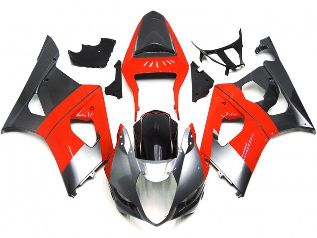 Schlichte Rot & Silbernes Design 2003-2004 GSXR 1000 Motorrad Verkleidung