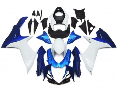 Schlichte Weißes & Blaues Stil Kit 2011-2024 GSXR 600-750 Motorrad Verkleidung
