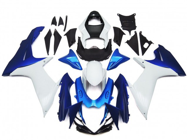 Schlichte Weißes & Blaues Stil Kit 2011-2024 GSXR 600-750 Motorrad Verkleidung