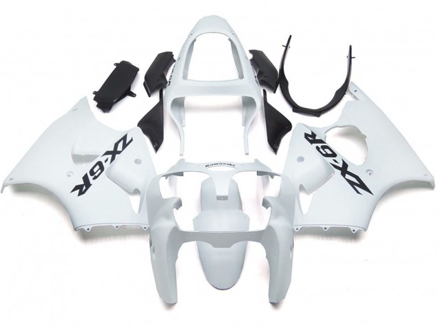 Schlichter Glanz-Weiß Mit Logo 2000-2002 ZX6R Motorrad Verkleidung
