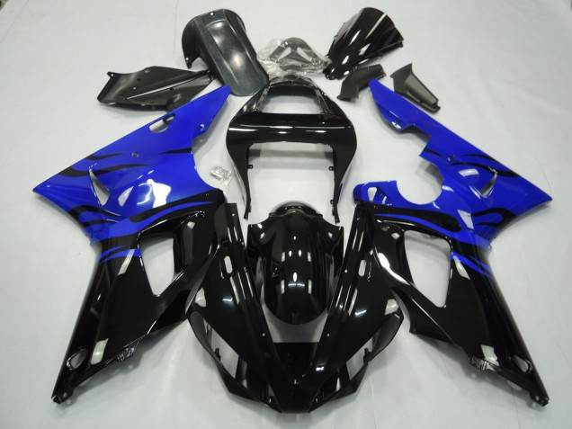 Schwarz Flamme & Blau 2000-2001 R1 Motorrad Verkleidung