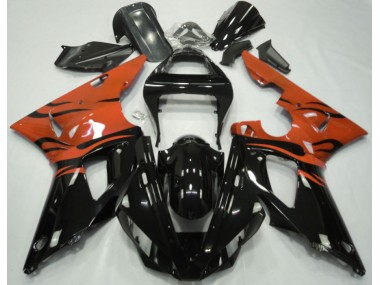 Schwarz Flamme & Orange 2000-2001 R1 Motorrad Verkleidung