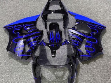 Schwarz Glänzend & Blau Flame 2000-2002 ZX6R Motorrad Verkleidung