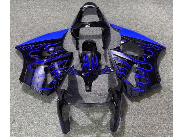Schwarz Glänzend & Blau Flame 2000-2002 ZX6R Motorrad Verkleidung