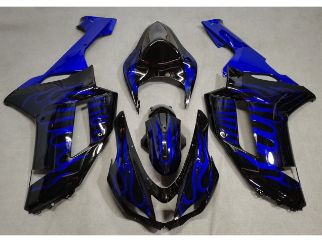 Schwarz Glänzend & Blau Flame 2007-2008 ZX6R Motorrad Verkleidung