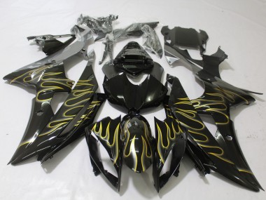 Schwarz Glänzend & Flame 2008-2016 R6 Motorrad Verkleidung