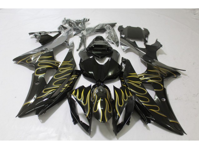 Schwarz Glänzend & Flame 2008-2016 R6 Motorrad Verkleidung