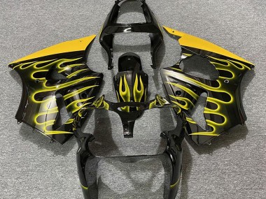 Schwarz Glänzend & Gelb Flame 2000-2002 ZX6R Motorrad Verkleidung