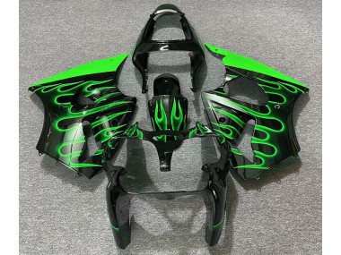 Schwarz Glänzend & Grün Flame 2000-2002 ZX6R Motorrad Verkleidung