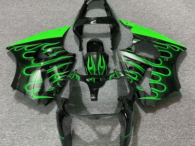 Schwarz Glänzend & Grün Flame 2000-2002 ZX6R Motorrad Verkleidung