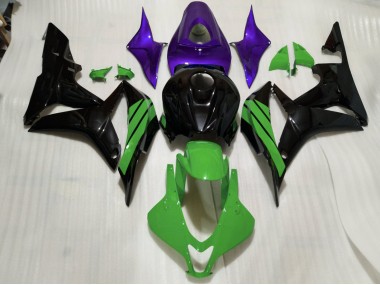 Schwarz Glänzend & Grüne & Violette Akzente 2007-2008 CBR600RR Motorrad Verkleidung