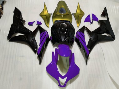 Schwarz Glänzend & Lila Mit Goldenen Akzenten 2007-2008 CBR600RR Motorrad Verkleidung