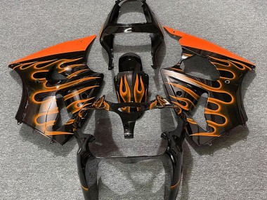 Schwarz Glänzend & Orange Flame 2000-2002 ZX6R Motorrad Verkleidung