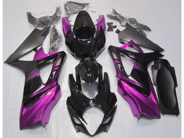 Schwarz Glänzend & Pink 2007-2008 GSXR 1000 Motorrad Verkleidung