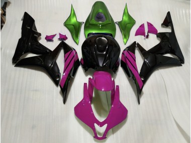 Schwarz Glänzend & Rosa & Grüne Akzente 2007-2008 CBR600RR Motorrad Verkleidung