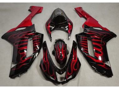 Schwarz Glänzend & Rot Flame 2007-2008 ZX6R Motorrad Verkleidung