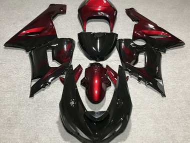 Schwarz Glänzend & Tiefrot 2005-2006 ZX6R Motorrad Verkleidung