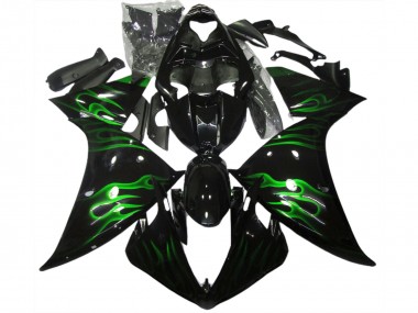 Schwarz & Grün Flamme 2009-2011 R1 Motorrad Verkleidung
