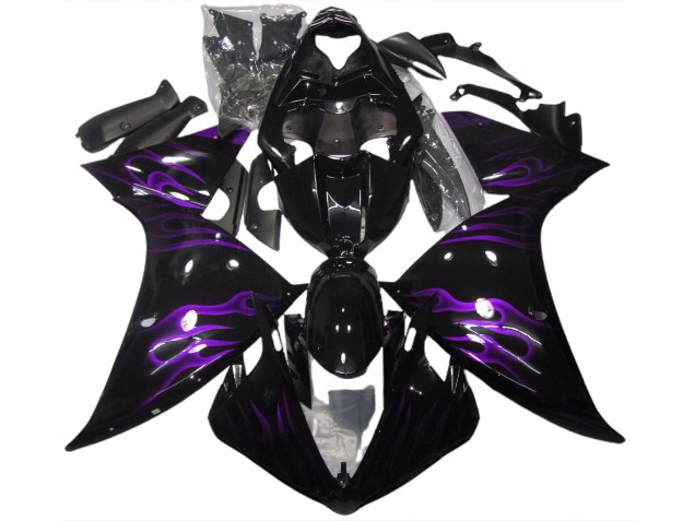 Schwarz & Lila Flamme 2009-2011 R1 Motorrad Verkleidung Schwarz & Lila Flamme 2009-2011 R1 Motorrad Verkleidung