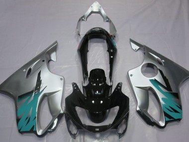 Silber Glänzend & Blaugrün 1999-2000 CBR600 F4 Motorrad Verkleidung