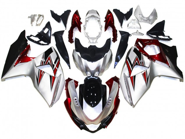 Silber Mit Roten Akzenten 2009-2016 GSXR 1000 Motorrad Verkleidung