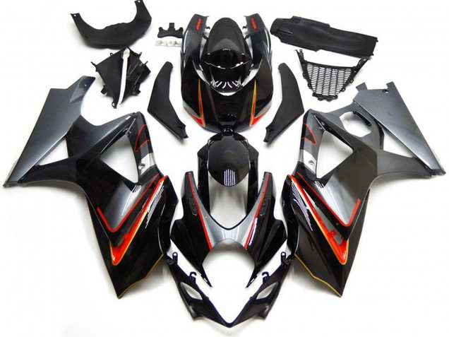 Silber & Schwarz Mit Rot 2007-2008 GSXR 1000 Motorrad Verkleidung