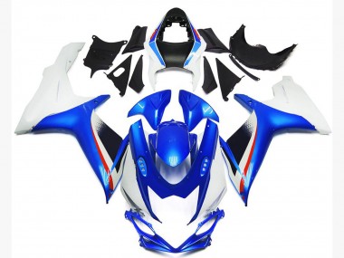 Tiefes Blau & Glänzender Weißstil 2011-2024 GSXR 600-750 Motorrad Verkleidung