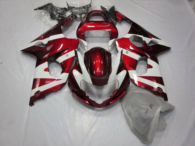 Tiefrot & Weiß 2000-2002 GSXR 1000 Motorrad Verkleidung